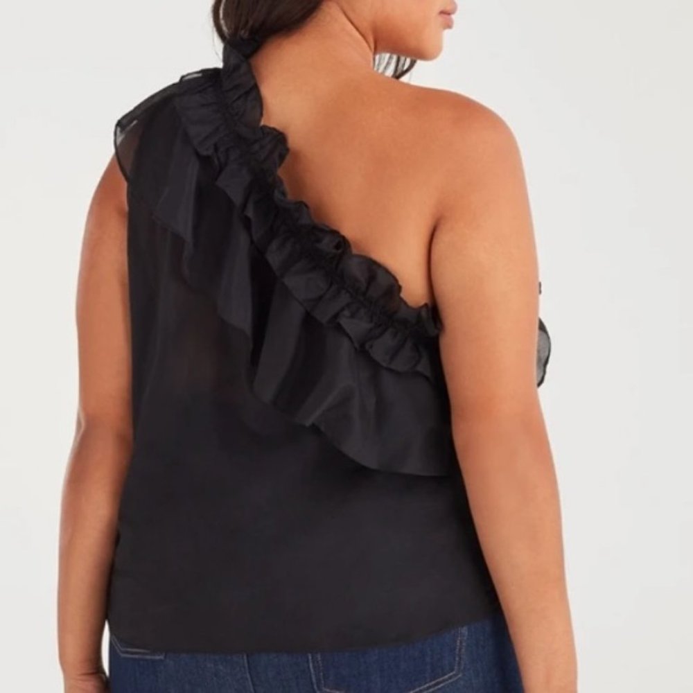 ❗️SOLD❗️7 For All Mankind One Shoulder Ruffle Top Size XS - Picture 2 of 7